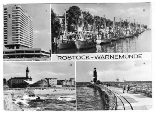 AK, Rostock Warnemünde, vier Abb., 1977