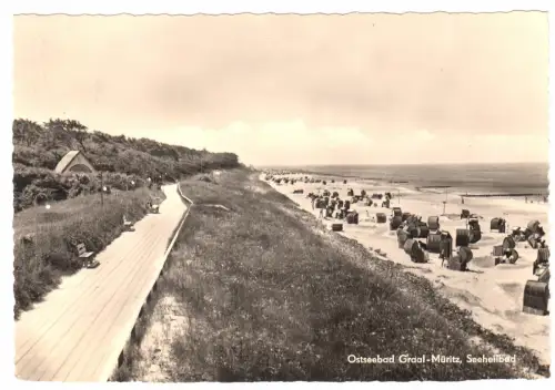 AK, Seeheilbad Graal-Müritz, Strandpartie mit Promenade, 1963