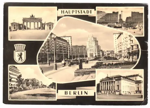 AK, Berlin Mitte, fünf Abb., gestaltet, Wappen, 1961