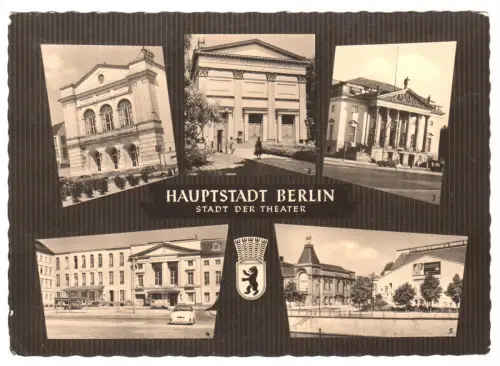 AK, Berlin Mitte, Stadt der Theater, fünf Abb., gestaltet, 1963