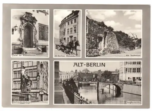 AK, Berlin Mitte, Alt-Berlin, fünf Abb., gestaltet, 1966