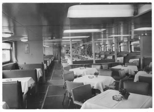 AK, Berlin, Weiße Flotte Berlin, Luxusfahrgastschiff, Speisesalon, 1963