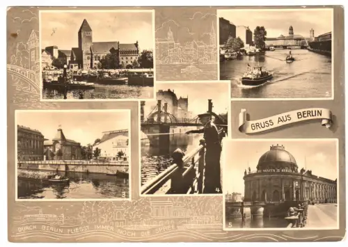 AK, Berlin Mitte, fünf Abb., gestaltet, 1961