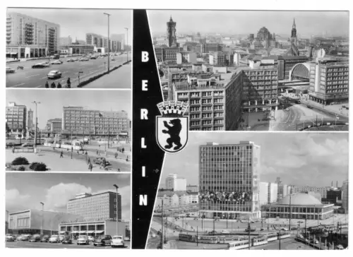 AK, Berlin, fünf Abb., Wappen, gestaltet, 1966