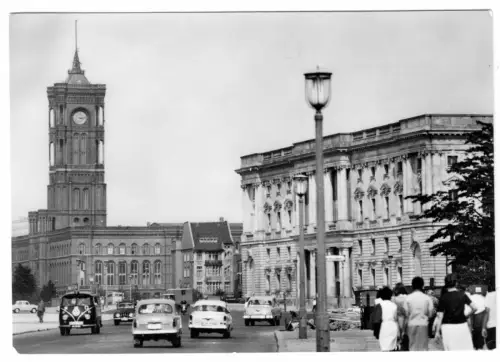 AK, Berlin Mitte, Rotes Rathaus und Marstall, um 1970
