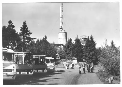 AK, Inselsberg Thür. Wald, Parkplatz mit Bussen, 1984