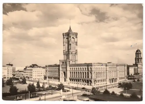 AK, Berlin Mitte, Rotes Rathaus und Reste der Nebenbebauung, 1964