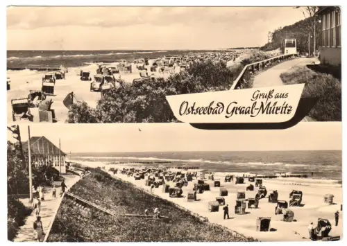 AK, Seeheilbad Graal-Müritz, zwei Abb., Strandpartien, 1962