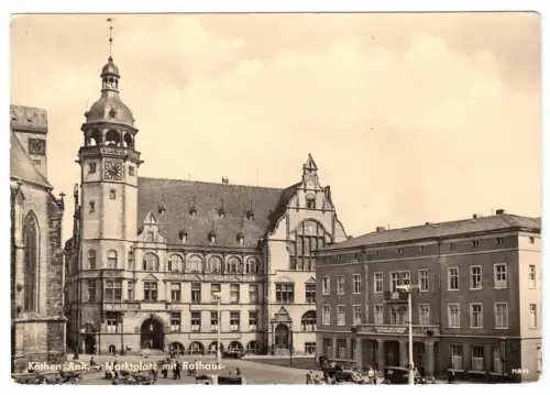 AK, Köthen Anh., Marktplatz mit Rathaus, 1958