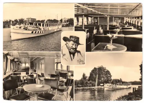 AK, Berlin, Weiße Flotte, Dampfer "Heinrich Zille", fünf Abb., 1964