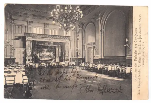 AK, Berlin Kreuzberg, Festsäle des City-Hotels, Dresdener Str. 52-53, 1914