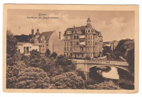 AK, Cottbus, Partie an der Jungfernbrücke, 1915