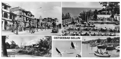 AK lang, Panoramakarte, Ostseebad Sellin Rügen, fünf Abb., 1983