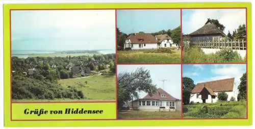 AK lang, Panoramakarte, Insel Hiddensee, fünf Abb., 1990
