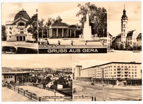 AK Großformat, 21 x 15 cm, Gera, fünf Abb., 1971