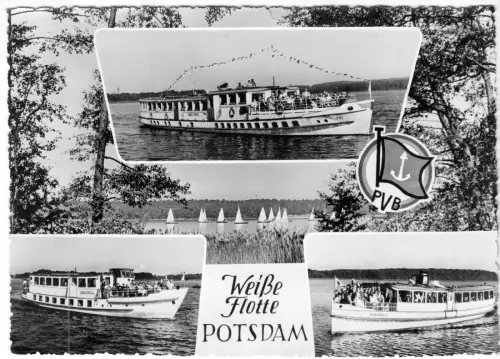 AK Großformat, 21 x 15 cm, Potsdam, Weiße Flotte Potsdam, vier Abb., um 1960