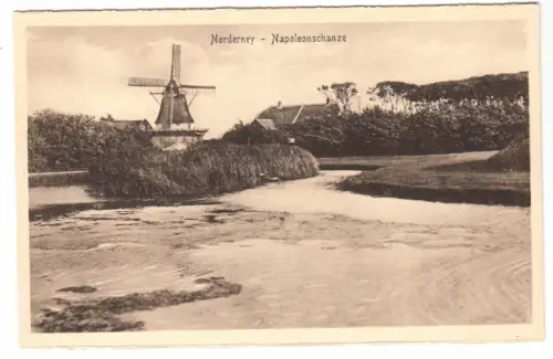 AK, Norderney, Napoleonschanze und Mühle, um 1920