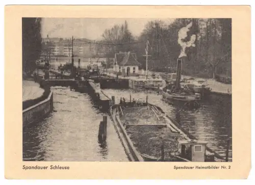 Zeitungsquittung im AK-Format, Berlin Spandau, Spandauer Schleuse, um 1958