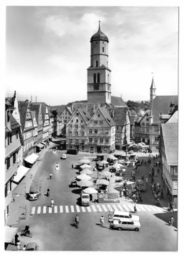 AK, Biberach an der Riß, Marktplatz, belebt, um 1978
