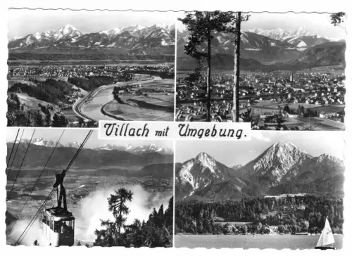 AK, Villach, Kärnten, vier Abb., Villach mit Umgebung, um 1960