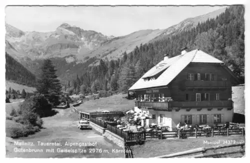 AK, Mallnitz Kärnten, Alpengasthof Gutenbrunn mit Geiselspitze, 1963