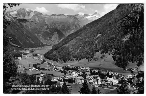 AK, Mallnitz Kärnten, Ansicht mit Seebachtal und Ankogel, um 1956