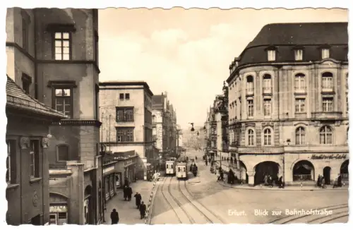 AK, Erfurt, Blick in die Bahnhofstr., 1958