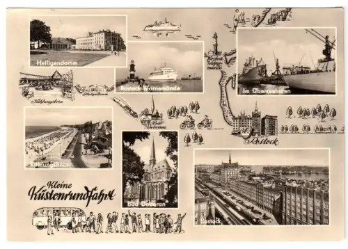 AK, Kleine Küstenfahrt, Heiligendamm, Kühlungsborn, Bad Doberan..., 6 Abb., 1965