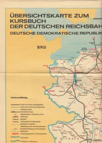 Übersichtskarte zum Kursbuch der Deutschen Reichsbahn, 1989
