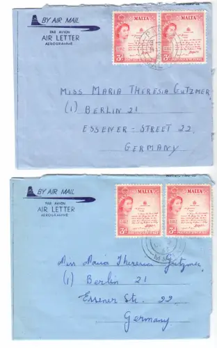 8 Bedarfsbriefe und eine Karte mit Inhalt, Malta 1960er