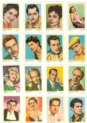 63 Sammelbilder, Schauspieler der 1950er Jahre, verschiedene Reihen
