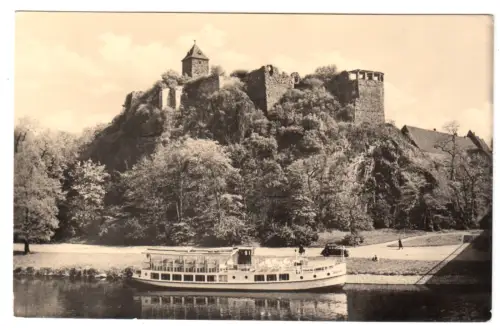 AK, Halle Saale, Giebichenstein mit Dampfer,  1958