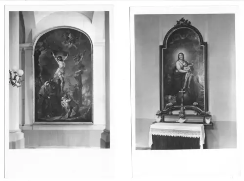 fünf Echtfotos in AK-Format, einer Kirche in oder bei Dresden, 1950er