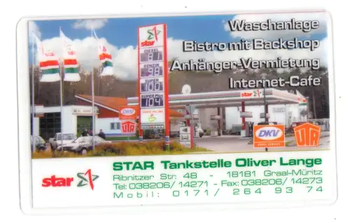 Kalender Scheckkartenformat, 2004, Werbung: Star Tankstelle Graal-Müritz