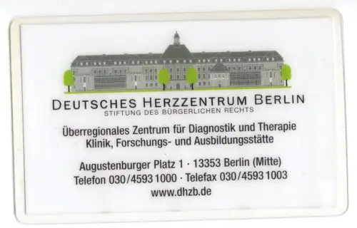 Kalender Scheckkartenformat, 2007, Werbung: Deutsches Herzzentrum Berlin