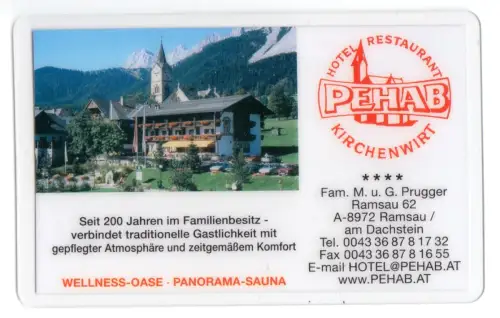 Kalender Scheckkartenformat, 2010, Werbung: Hotel PEHAB, Ramsau am Dachstein