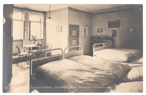 AK, Stolberg a. Harz, Erholungsheim "Kraftfahrer-Dank", Mannschaftszimmer, 1918