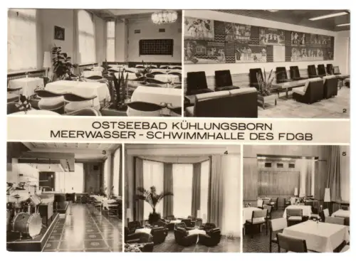 AK, Kühlungsborn Kr. Bad Doberan, Meerwasser-Schwimmhalle, fünf Abb., 1974