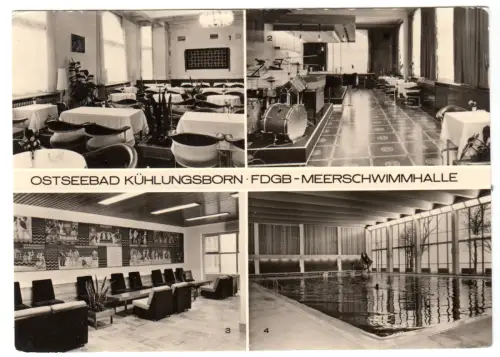 AK, Kühlungsborn Kr. Bad Doberan, Meerwasserschwimmhalle, vier Abb., 1974