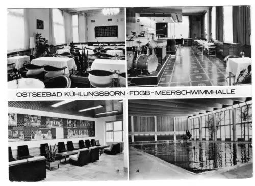 AK, Kühlungsborn Kr. Bad Doberan, Meerwasserschwimmhalle, vier Abb., 1975