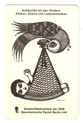 Kalender Scheckkartenformat, 1982, Werbung: Solidaritätskomitee der DDR