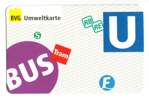 Ungebrauchte Grundkarte für Umweltkarte, Berlin BVG VBB, 1997