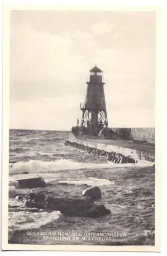 AK, Seebad Swinemünde Osternothafen, Świnoujście, Molenkopf, um 1940