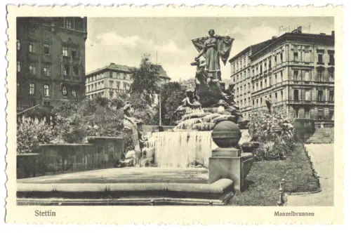 AK, Stettin, Szczecin, Manzelbrunnen, 1925