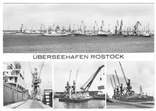 AK, Rostock, vier Abb., Überseehafen Rostock, 1984