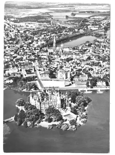 AK,  Schwerin, Luftbild der Innenstadt, 1973