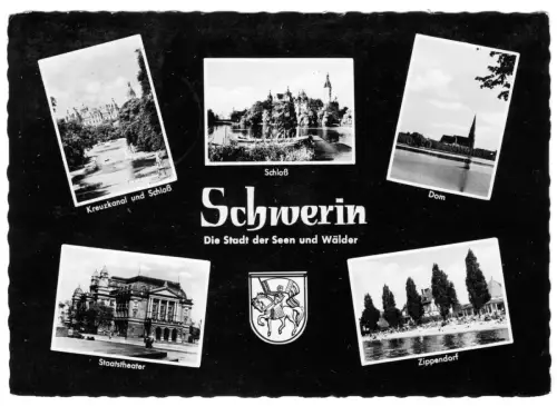AK,  Schwerin, fünf Abb., gestaltet, 1960