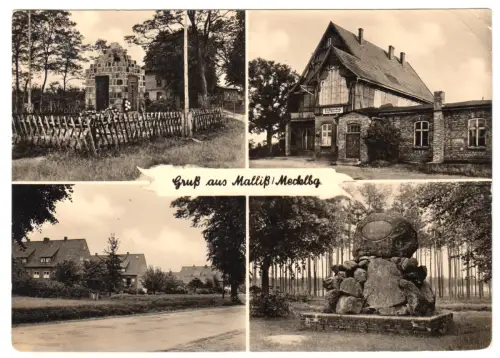 AK, Malliß Meckl., vier Abb., 1956