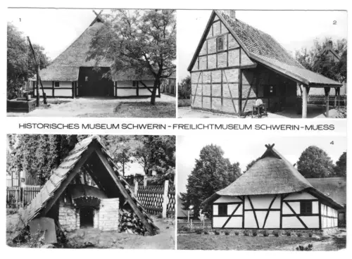 AK,  Schwerin Muess, Historisches Museum Schwerin, Freilichtmuseum, 4 Abb., 1978