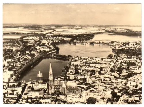 AK,  Schwerin, Luftbildansicht der Innenstadt, 1969